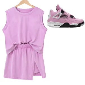 Orchid Glow Everyday Set – Cotton Tank & Split Skirt | Sneaker Match for Jordan 4 Retro “Orchid”