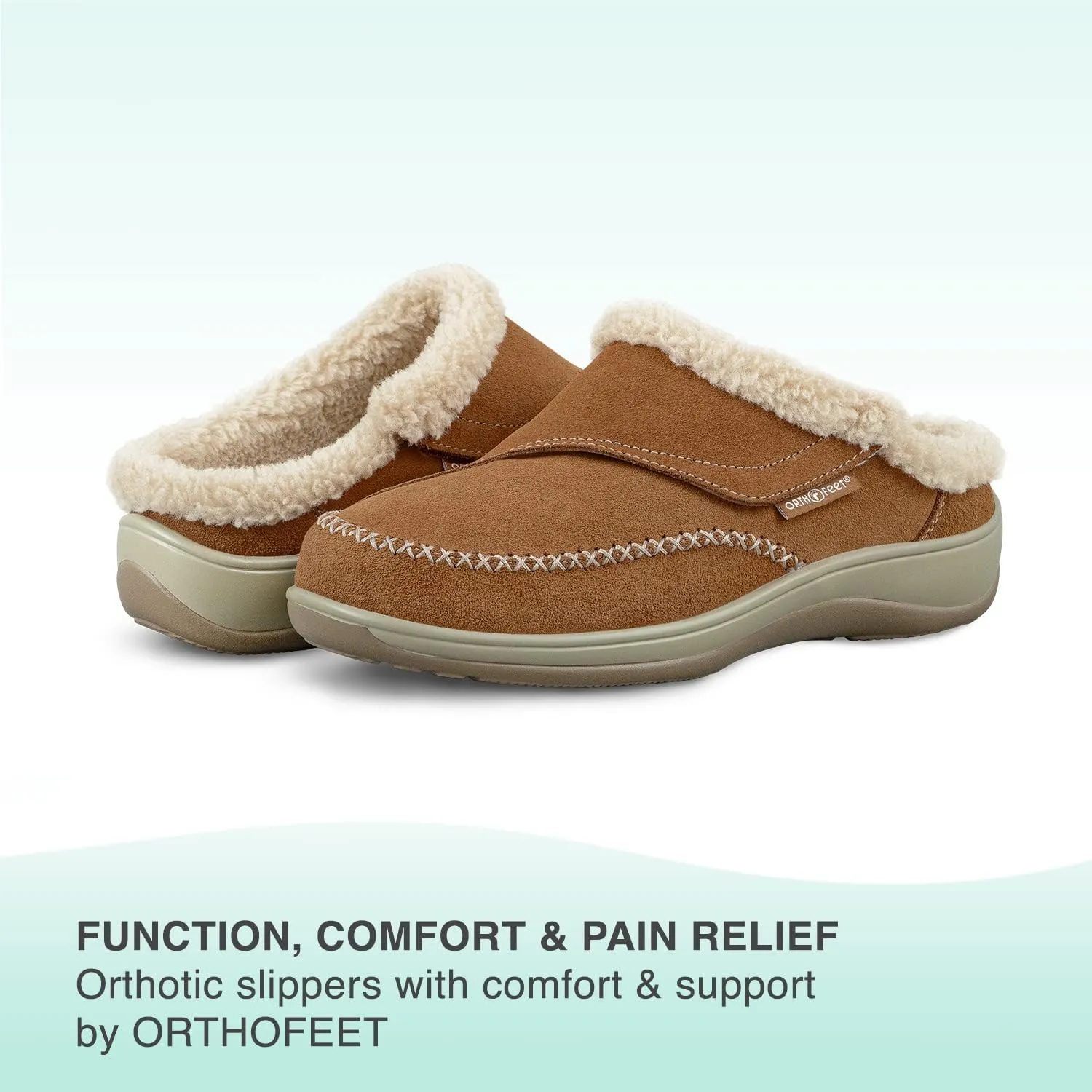 Orthofeet Women's Orthopedic Faux Fur Lined Charlotte Slippers