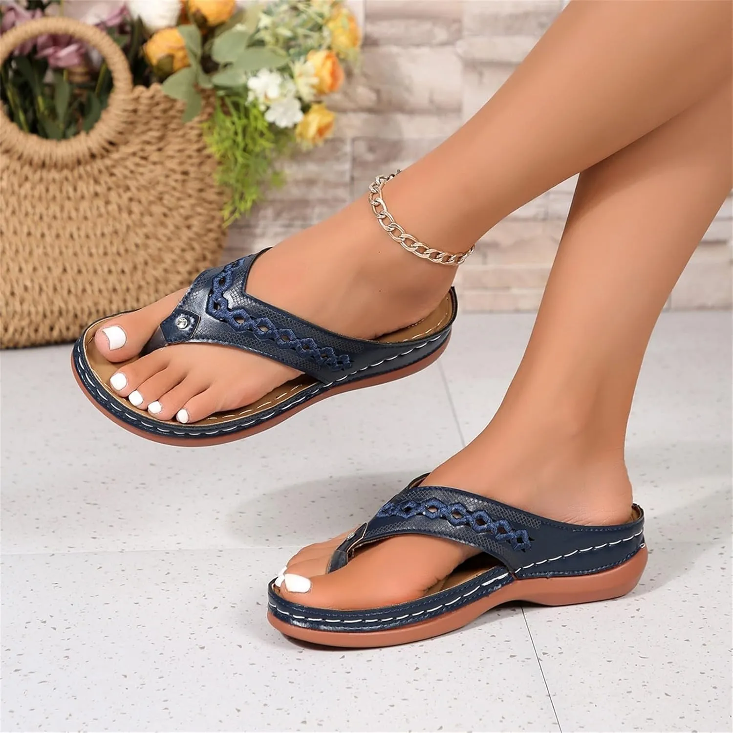 Orthopedic Sandals for Women 2025 Spring Platform Sandal Fashion Wedges Slip On Flip Flops Casual Comfortable Open Toe Dressy Summer Beach Shoes for Vacation
