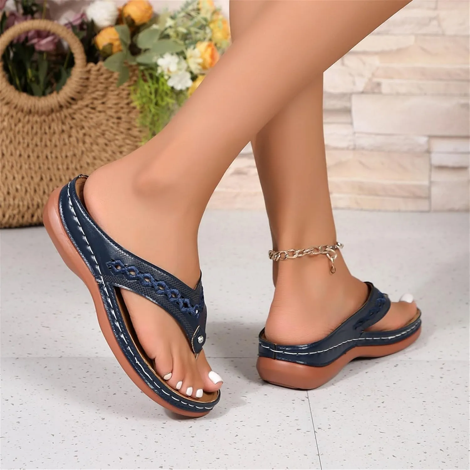 Orthopedic Sandals for Women 2025 Spring Platform Sandal Fashion Wedges Slip On Flip Flops Casual Comfortable Open Toe Dressy Summer Beach Shoes for Vacation