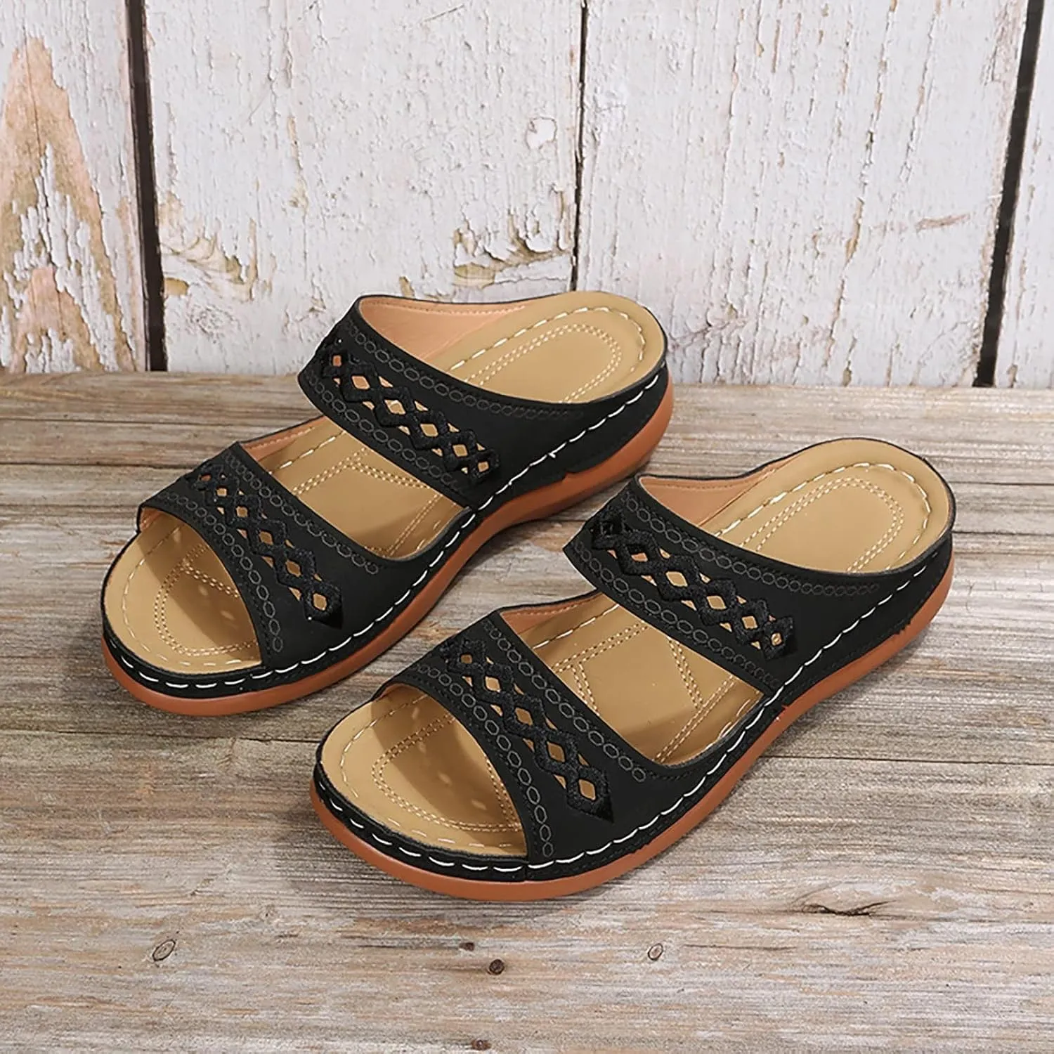 Orthopedic Sandals for Women Arch Support Hollow Out Slippers Casual Summer Sandals Breathable Slip On Slippers