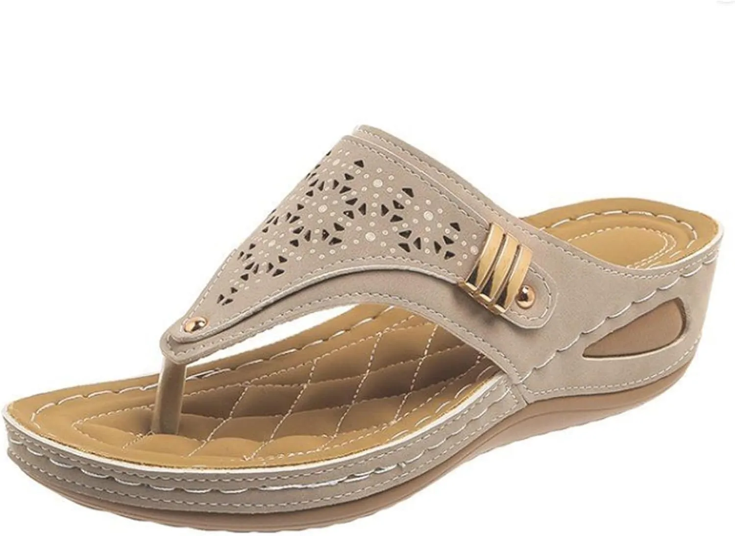 Orthopedic Sandals for Women, Non Slip Flip Flops, Arch Support Wedge Flip Flops, Womens Summer Dressy Comfortable Sandals, Elegant Casual Beach Slippers