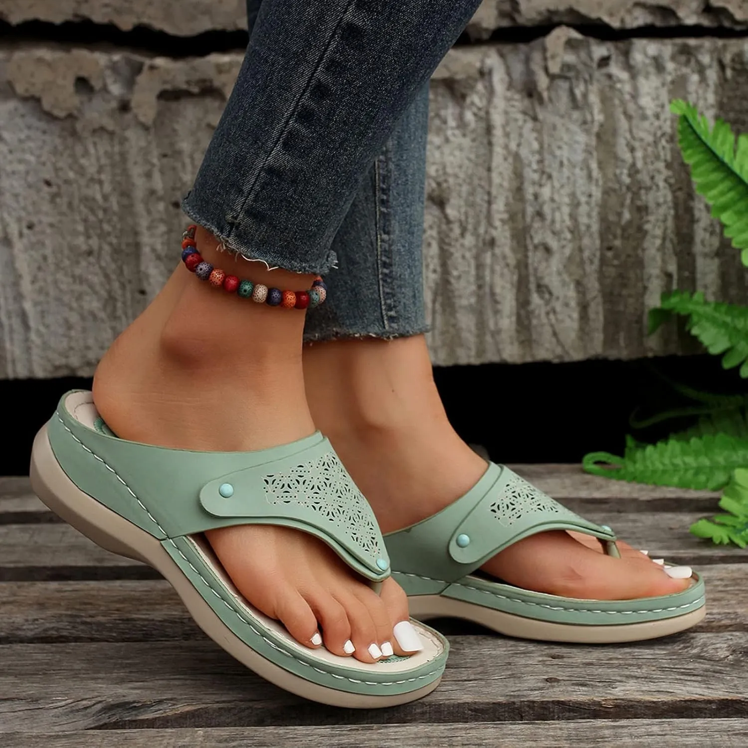 Orthopedic Sandals for Women Wide Width Comfortable Recovery Footwear Orthotic Arch Support Thick Cushion Platform Non Slip Sole Beach Fashion