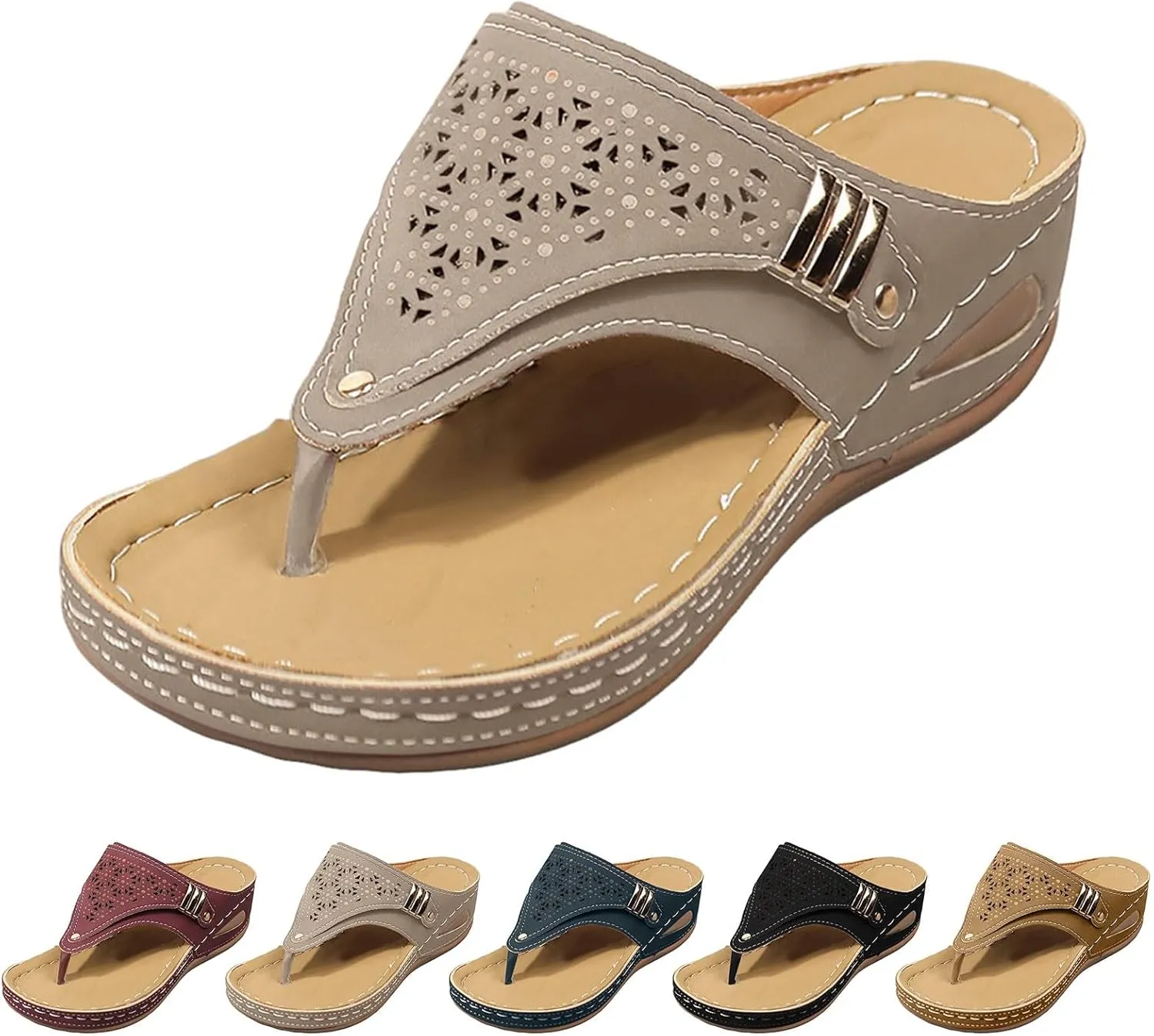 Orthopedic Sandals for Women, Women Summer Comfortable Sandals Arch Support Wedge Sandals 2025 Flip Flops Sandals
