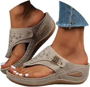 Orthopedic Sandals for Women, Women Summer Comfortable Sandals Arch Support Wedge Sandals 2025 Flip Flops Sandals