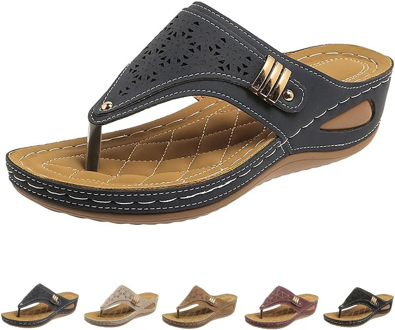 Orthopedic Sandals for Women,Breathable Mesh Sports Sandals,Arch Support Wedge Flip Flops for Women,Walking Comfort Sandals with Arch Support 2025,Flat Sandals Dressy Summer Shoes