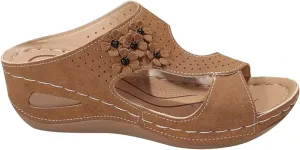 Orthopedic Wedge Sandals for Women 2025 Open Toe Comfortable Slip On Slippers with Arch Support Breathable Vintage Shoes