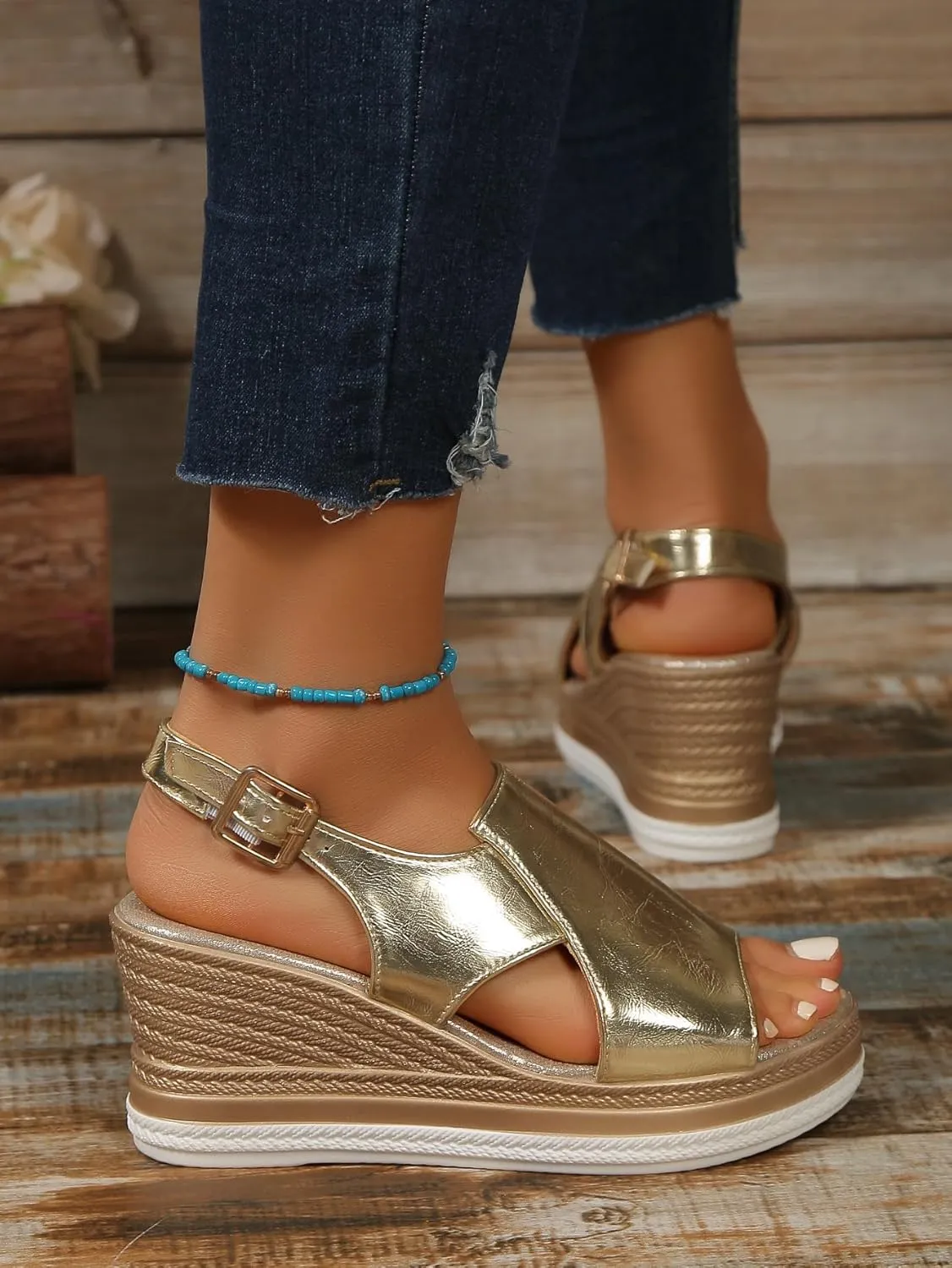 Orthopedic Wedge Sandals for Women Summer Open Toe Platform Non Slip Sandals Trendy Leather Soft Cushion Slides Sandal Slingback Beach Walking Shoes Indoor Outdoor