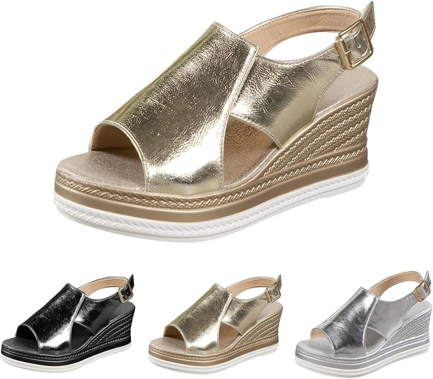 Orthopedic Wedge Sandals for Women Summer Open Toe Platform Non Slip Sandals Trendy Leather Soft Cushion Slides Sandal Slingback Beach Walking Shoes Indoor Outdoor