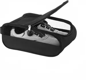 Outdoor Golf Shoe Bag for Travel, Waterproof & Breathable Zippered Sports Golf Shoe Carrier Bags for Men Women (Black)