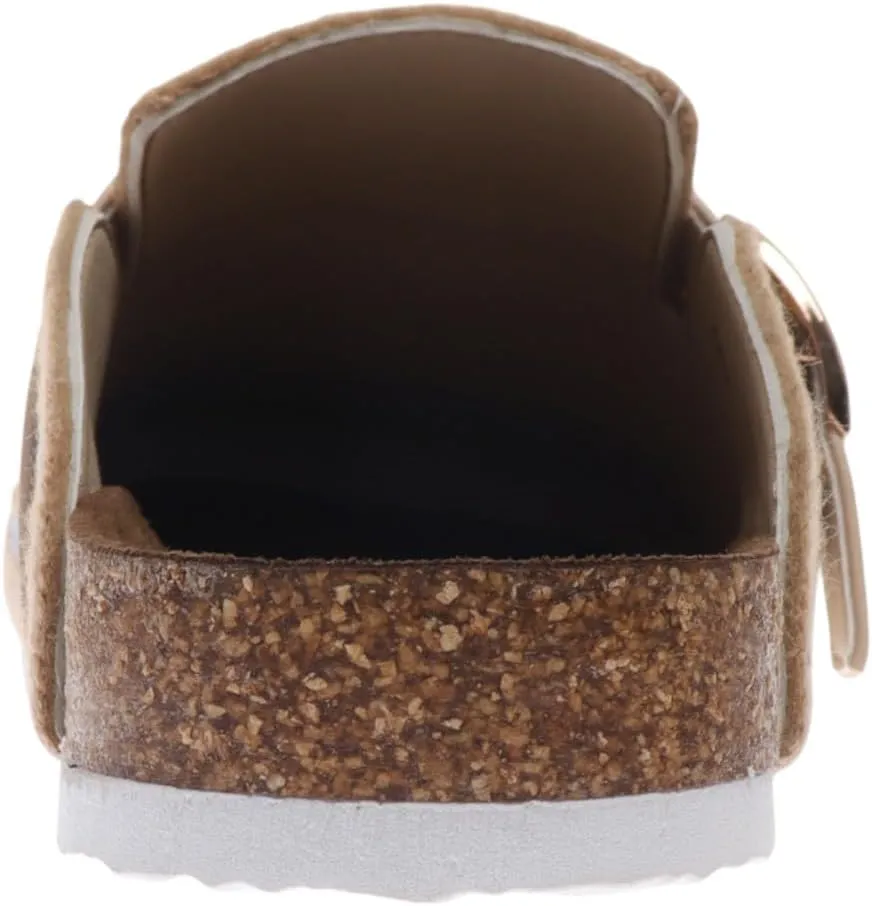 OUTWOODS Women Closed Toe Mules Slip-On Buckle Clog with Cork Footbed Slide Shoes