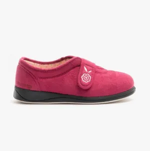 Padders CAMILLA Womens (EE Fit) Touch Fasten Slippers Cerise