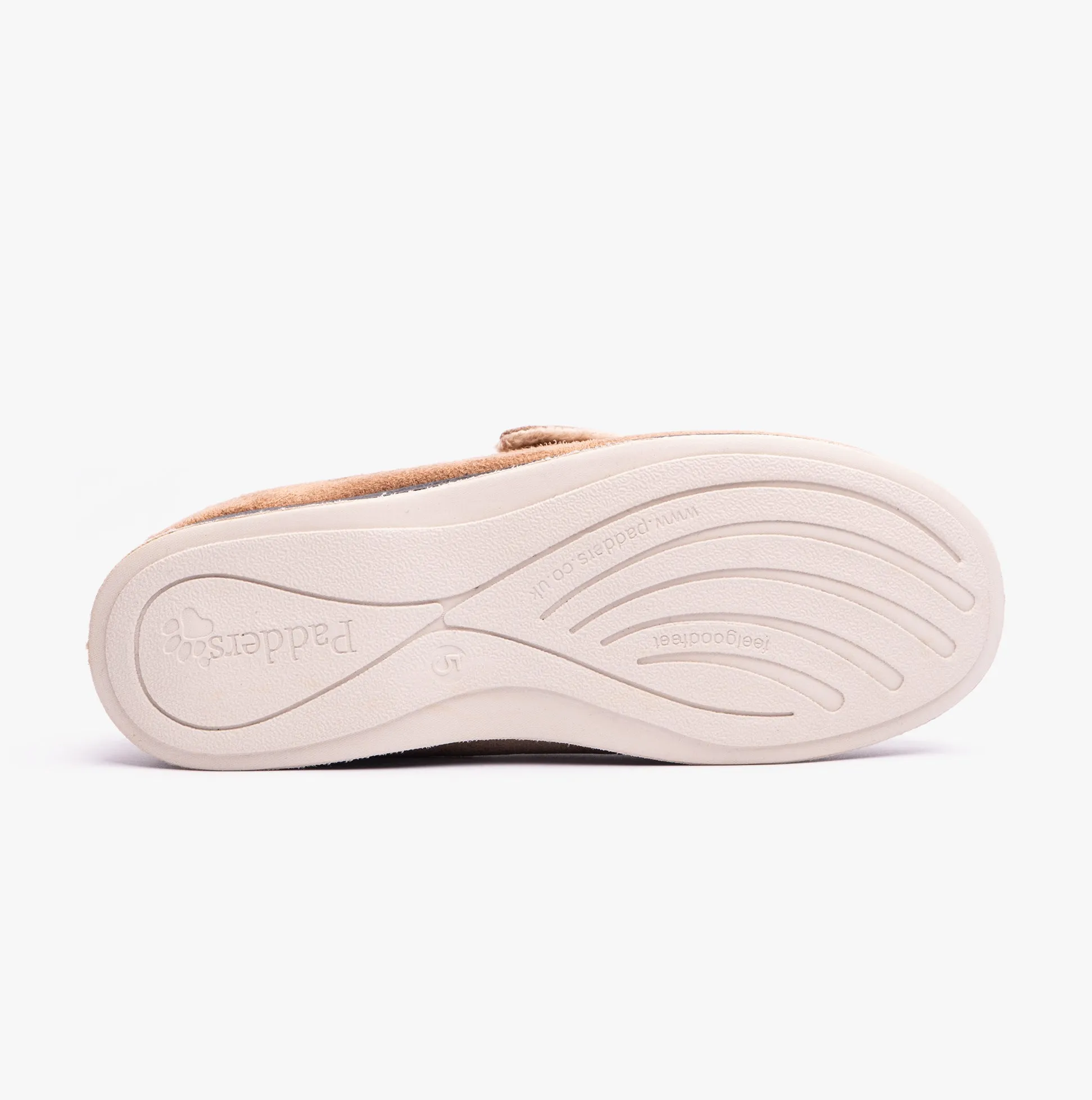 Padders HUG Womens (EE Fit) Touch Fasten Slippers Taupe