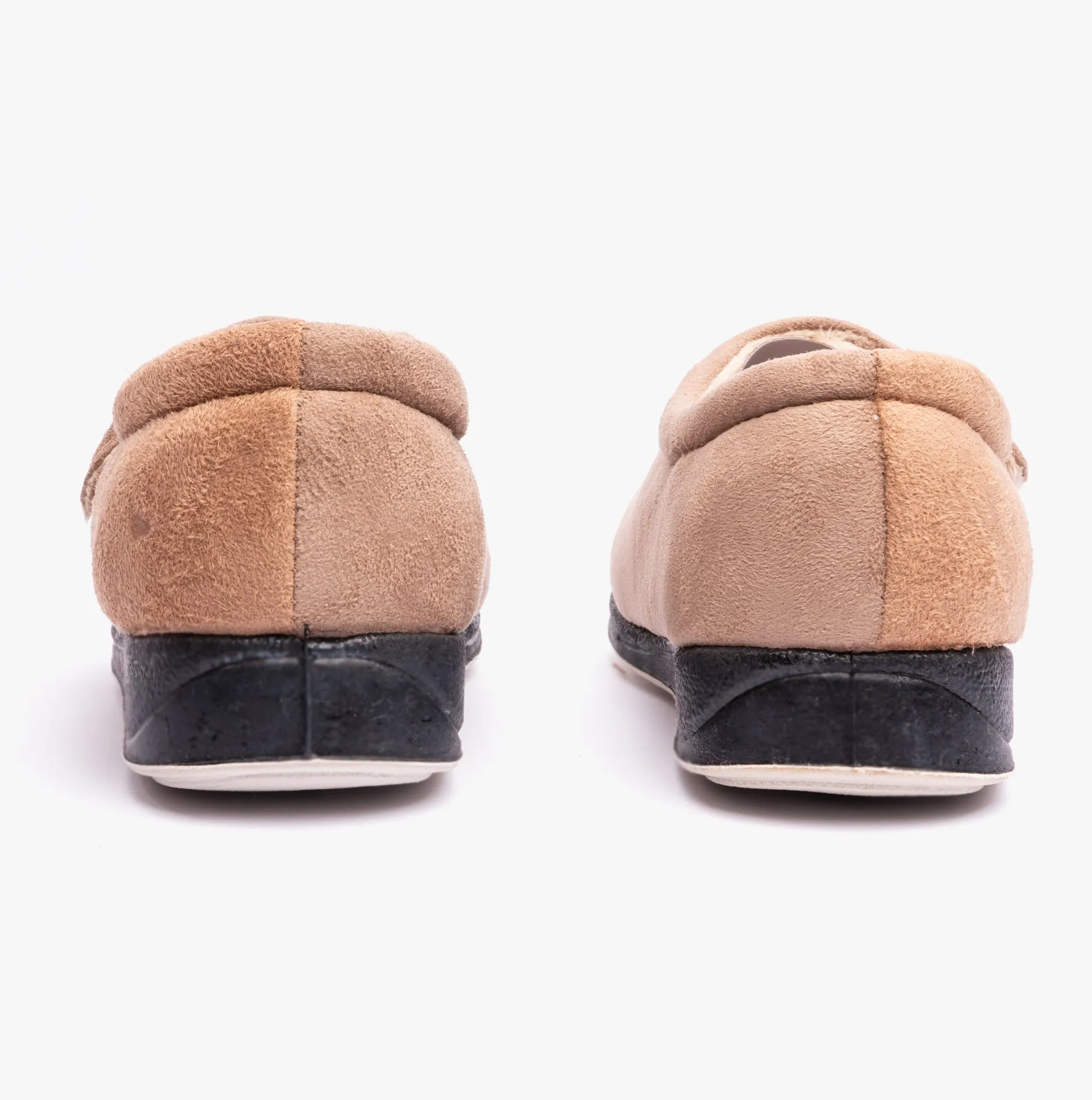 Padders HUG Womens (EE Fit) Touch Fasten Slippers Taupe