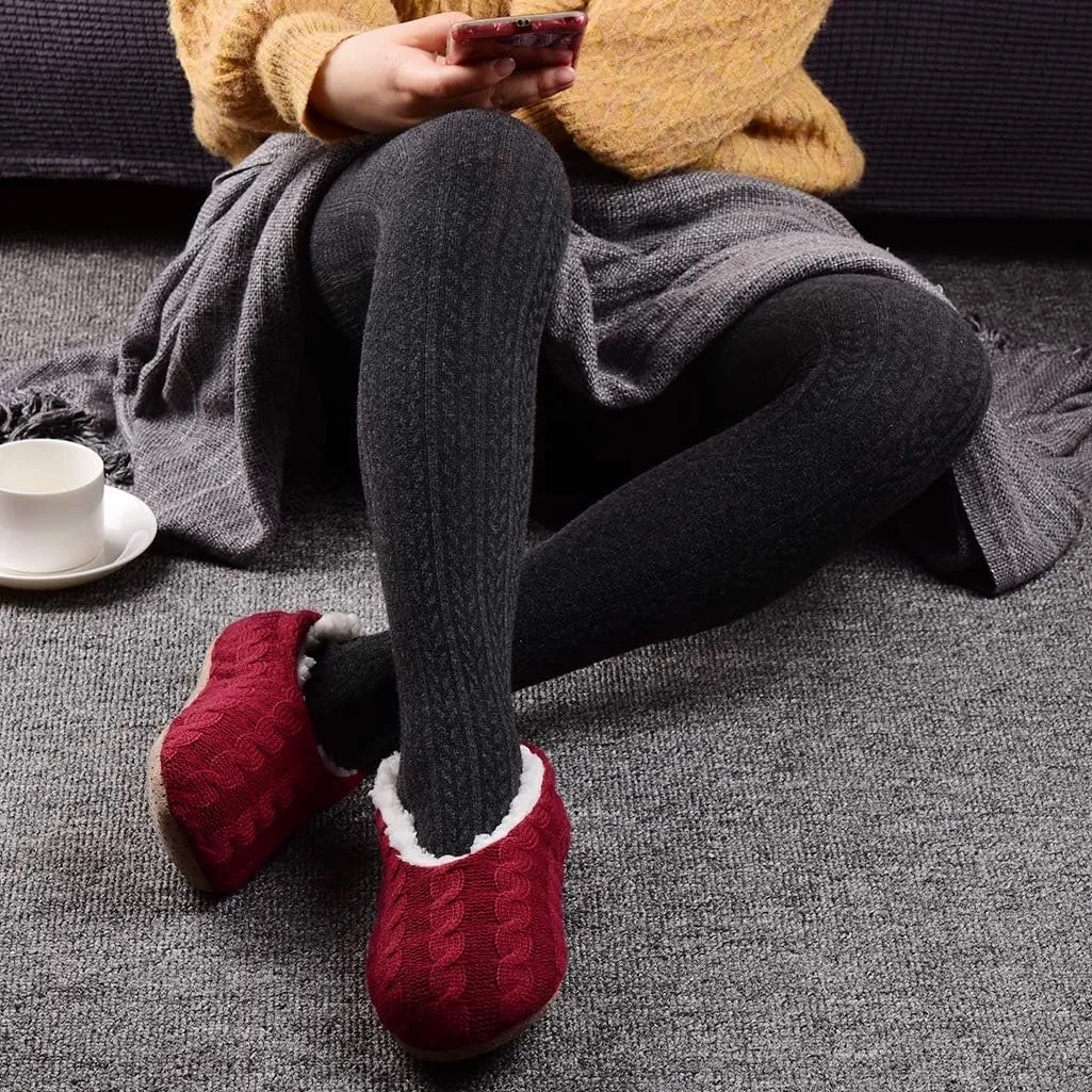 Panda Bros 2 Pairs Slipper Socks For Women With Grippers, Fuzzy Womens Slipper Socks With Non Slip Bottoms, Cozy Warm House Slippers