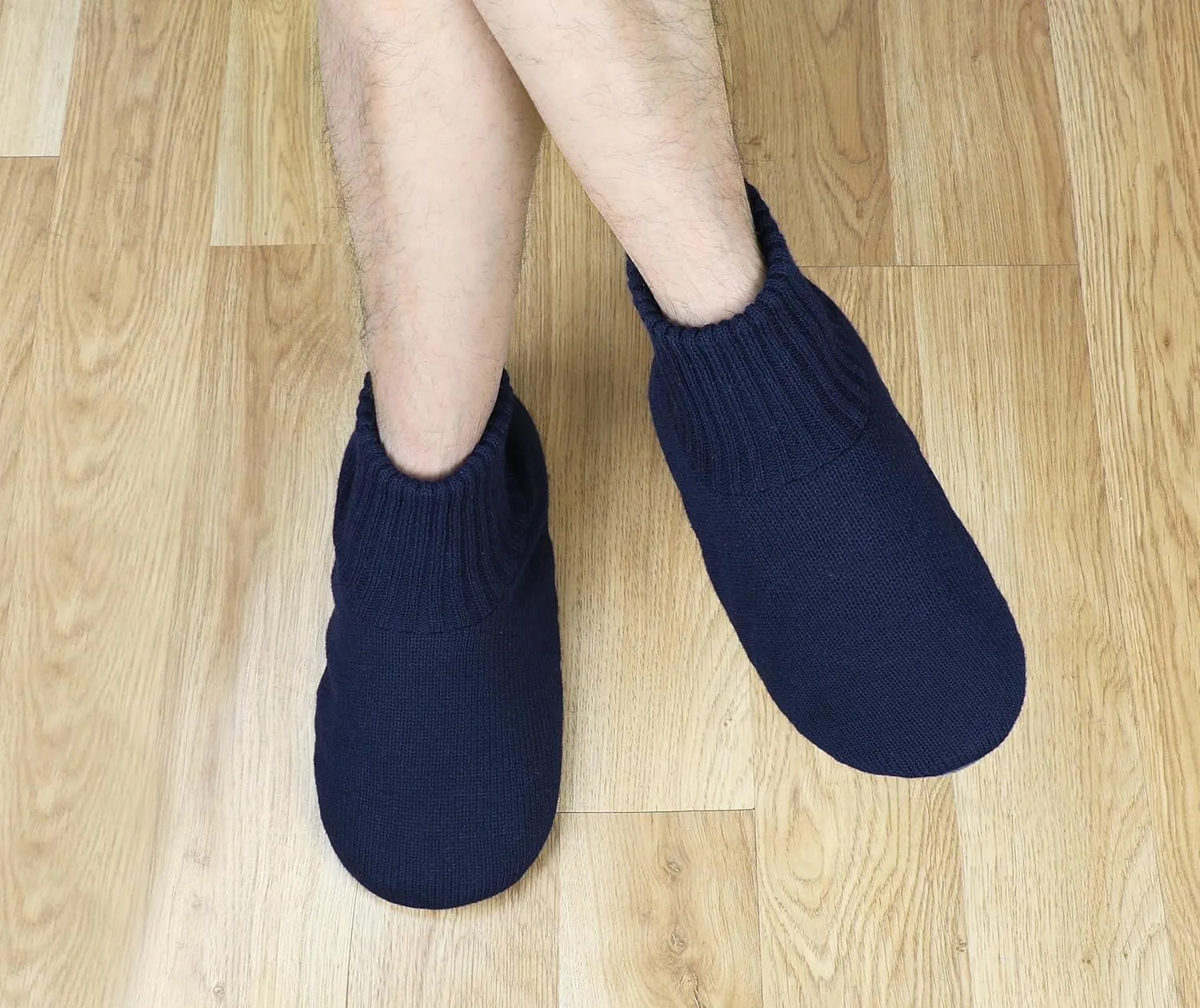 Panda Bros Men's Slipper Socks, Winter Cable Knit Non-Skid Warm Cozy Soft Indoor Socks With Fluffy Sherpa Lined