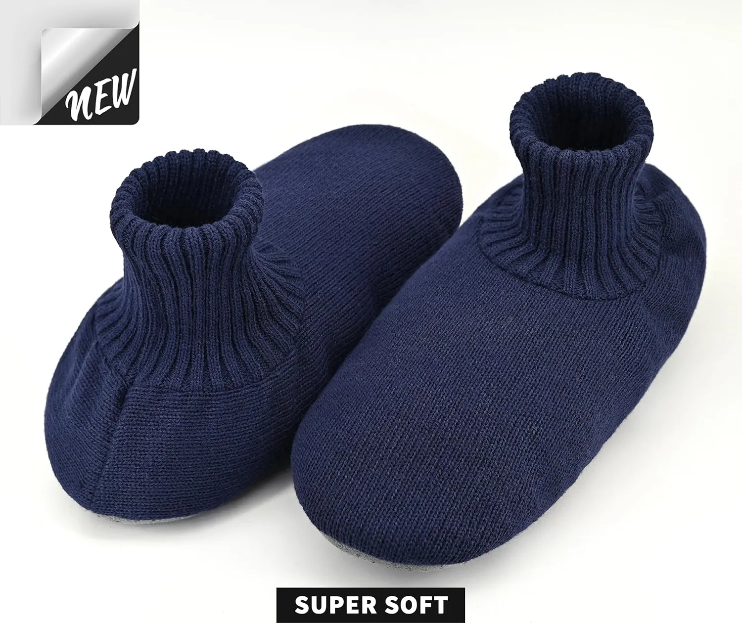 Panda Bros Men's Slipper Socks, Winter Cable Knit Non-Skid Warm Cozy Soft Indoor Socks With Fluffy Sherpa Lined
