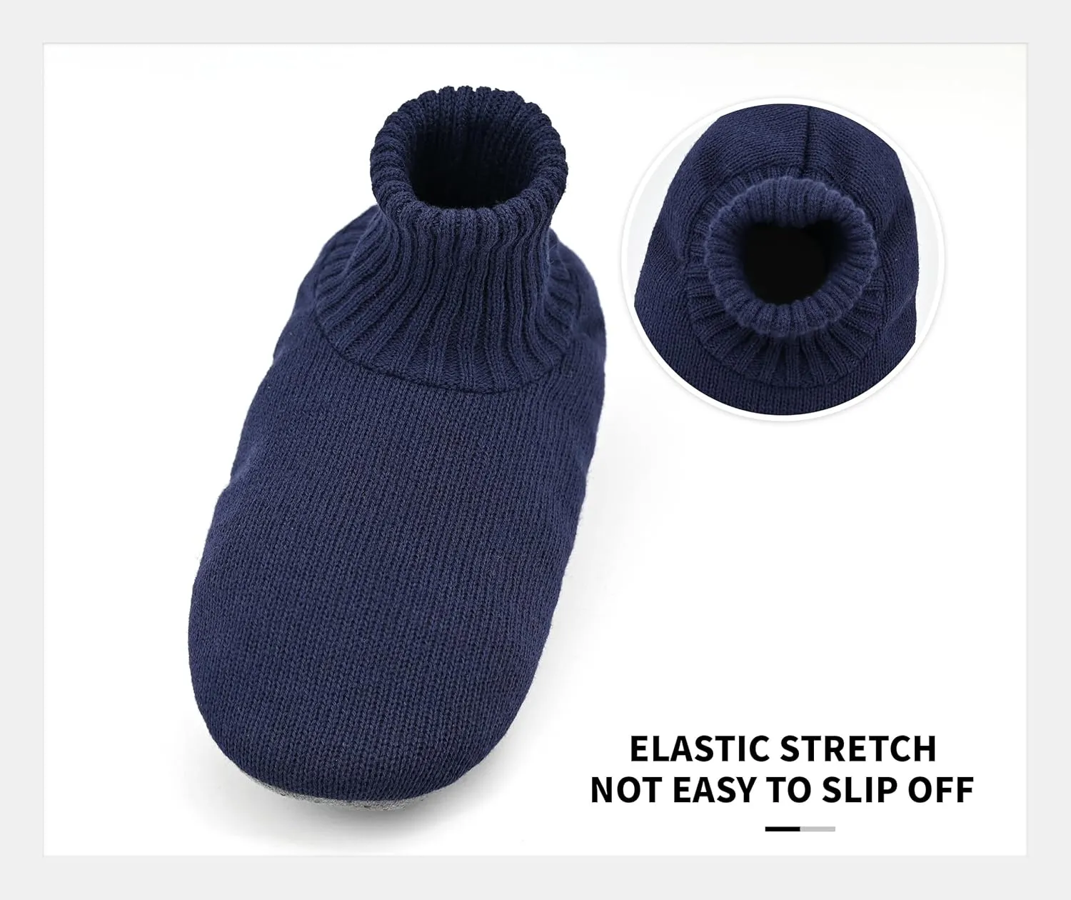 Panda Bros Men's Slipper Socks, Winter Cable Knit Non-Skid Warm Cozy Soft Indoor Socks With Fluffy Sherpa Lined