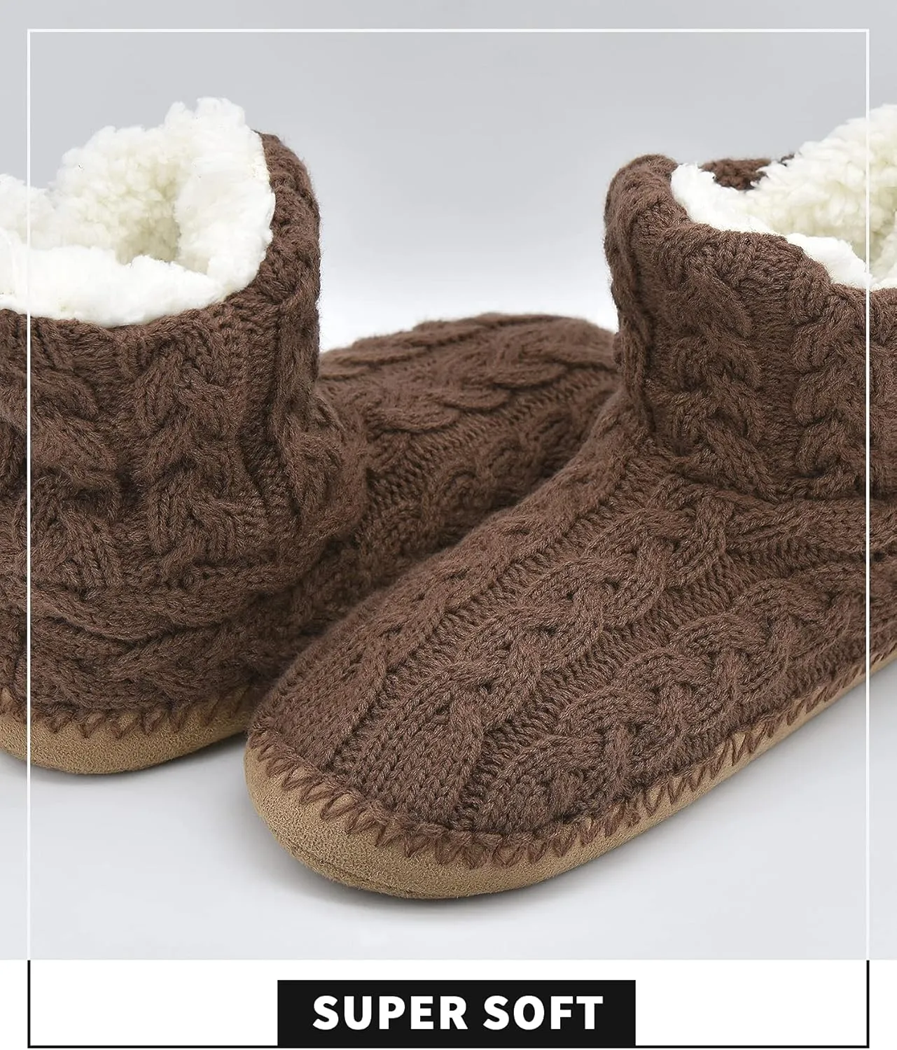 Panda Bros Slipper Socks For Women With Grippers, Fuzzy Womens Slipper Booties With Non Slip Bottoms, Cozy Warm House Slippers