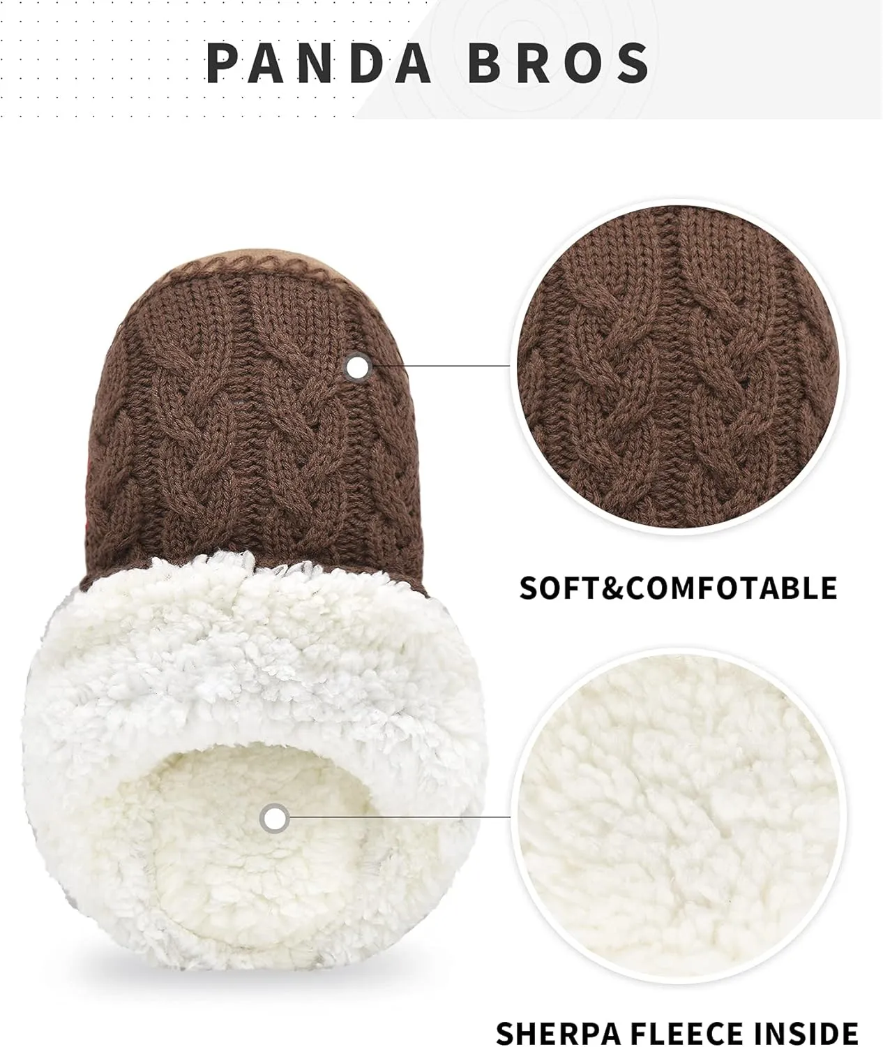 Panda Bros Slipper Socks For Women With Grippers, Fuzzy Womens Slipper Booties With Non Slip Bottoms, Cozy Warm House Slippers