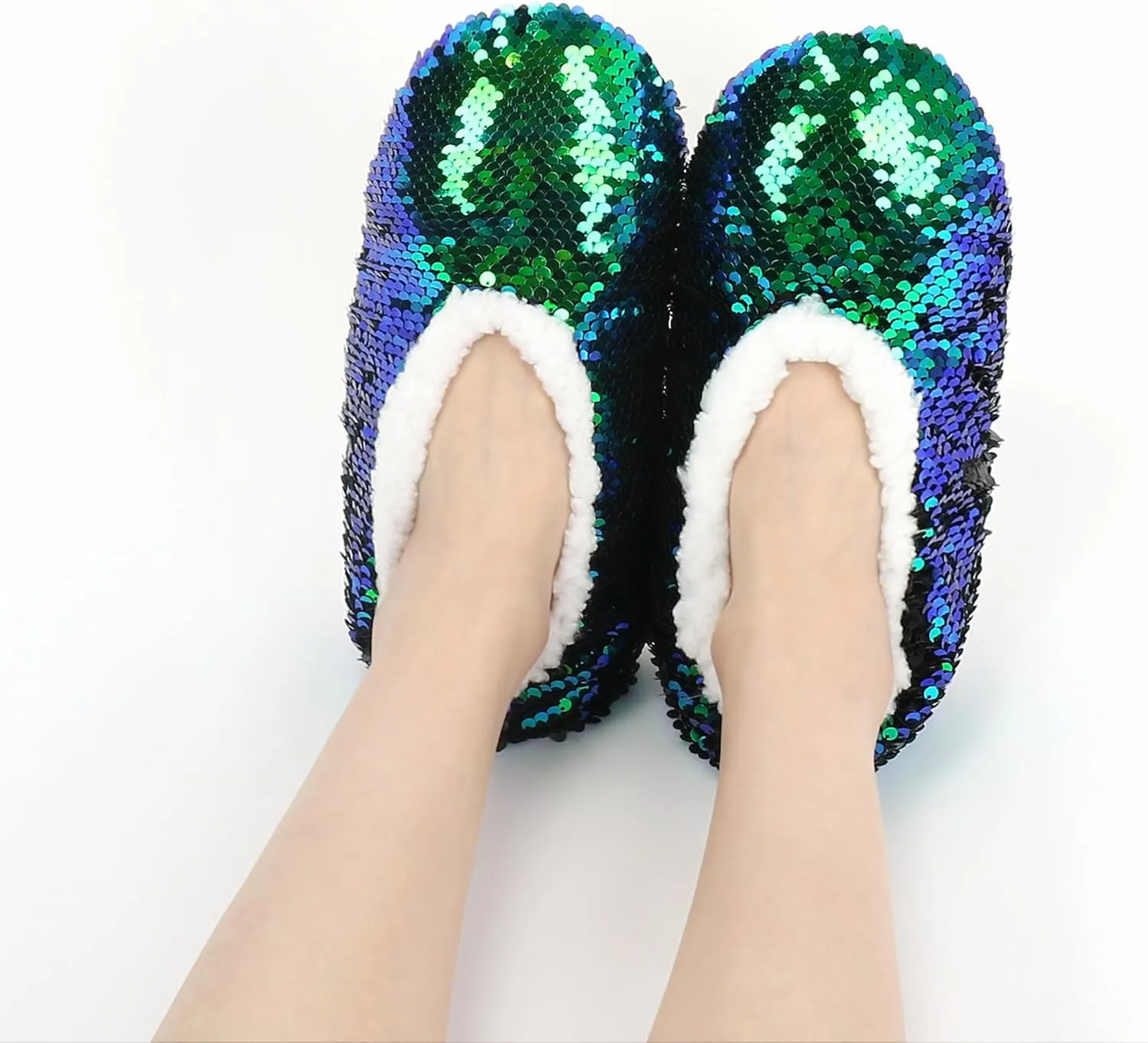 Panda Bros Womens Ballerina Sequin Slippers, Bling House Slippers With Grippers