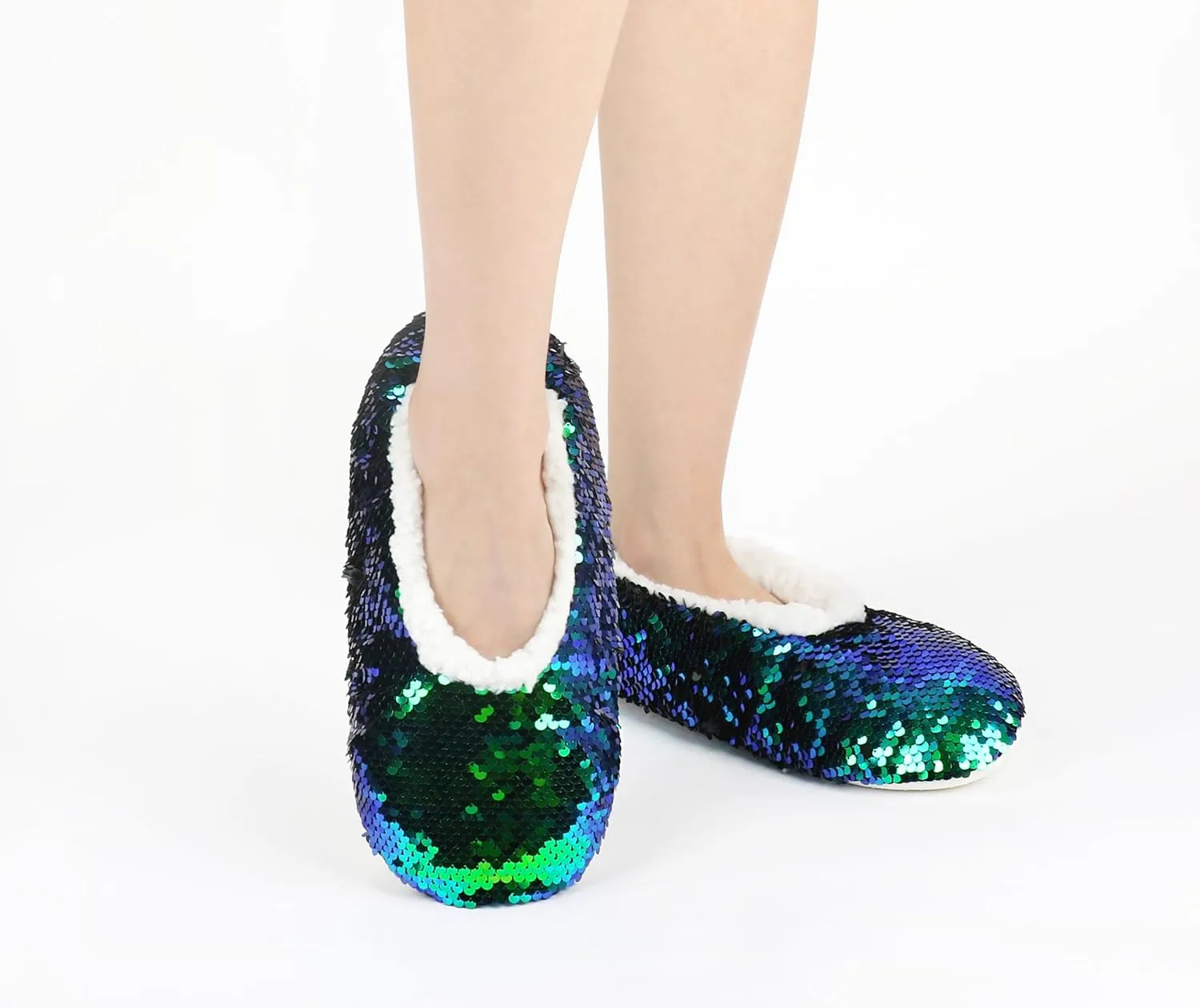 Panda Bros Womens Ballerina Sequin Slippers, Bling House Slippers With Grippers