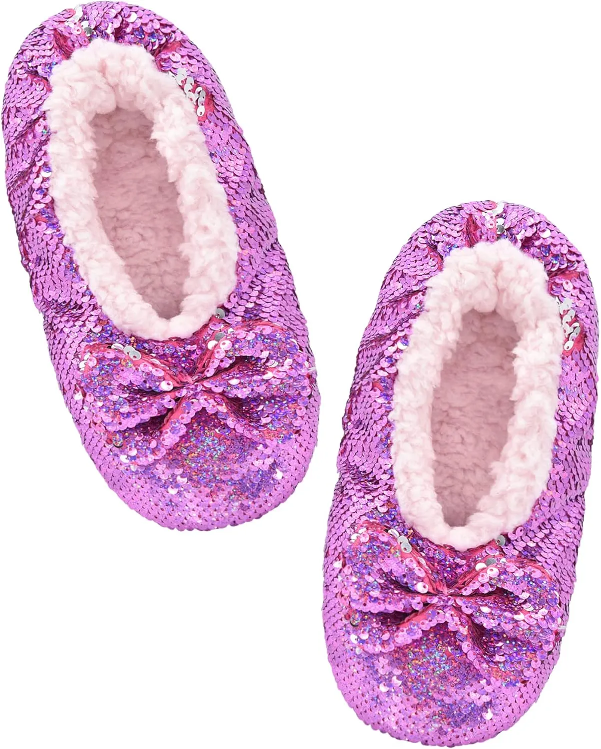 Panda Bros Womens Ballerina Sequin Slippers, Bling House Slippers With Grippers