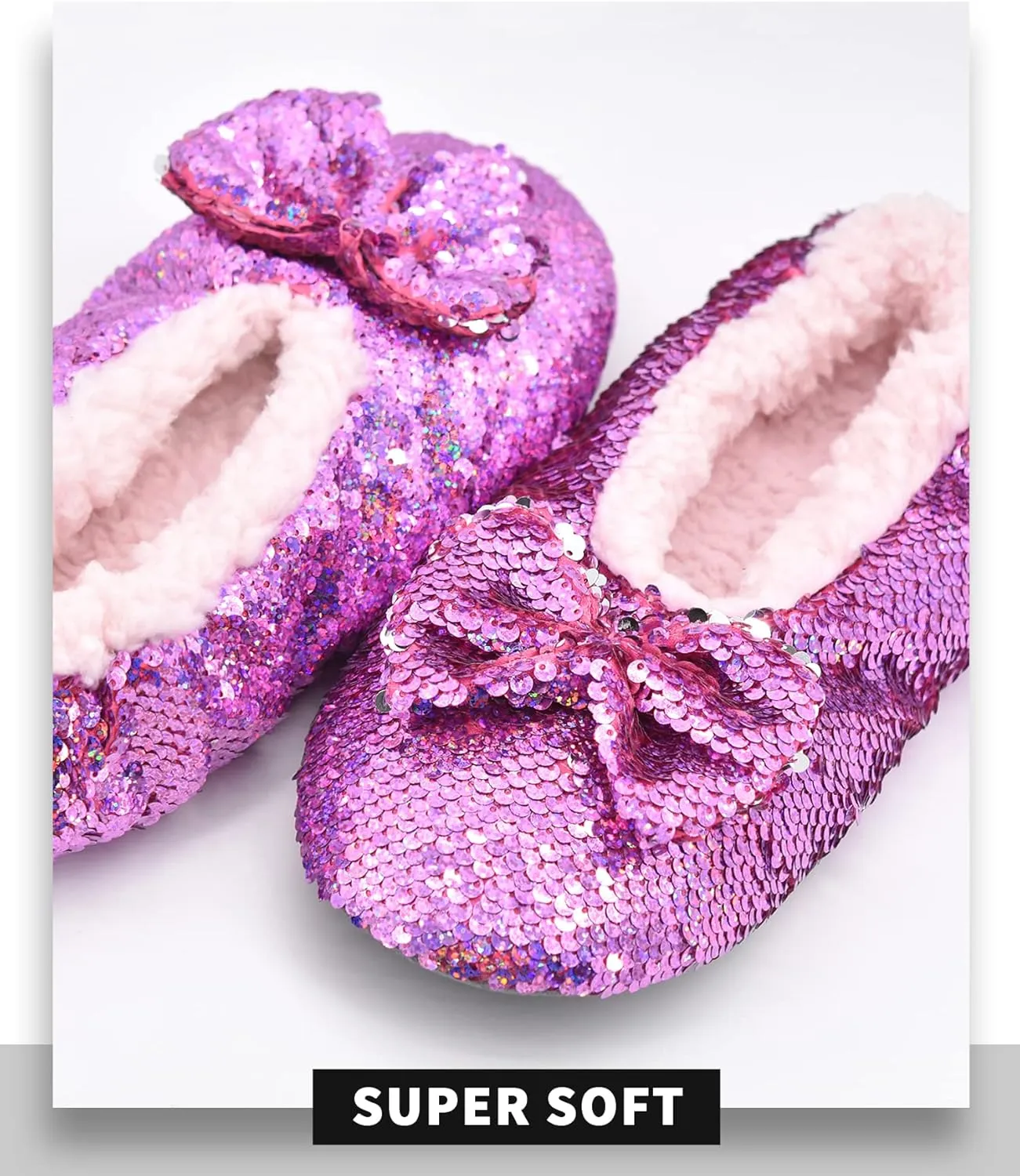 Panda Bros Womens Ballerina Sequin Slippers, Bling House Slippers With Grippers