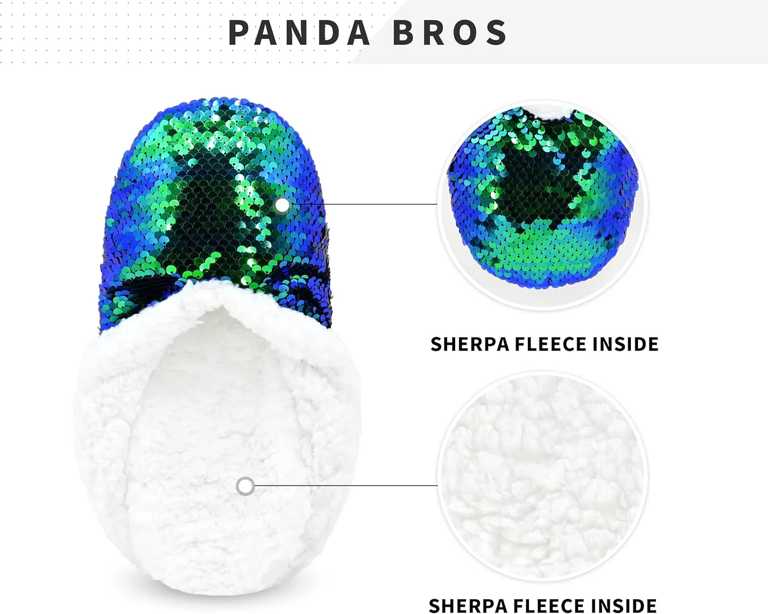 Panda Bros Womens Ballerina Sequin Slippers, Bling House Slippers With Grippers