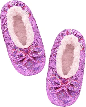 Panda Bros Womens Ballerina Sequin Slippers, Bling House Slippers With Grippers