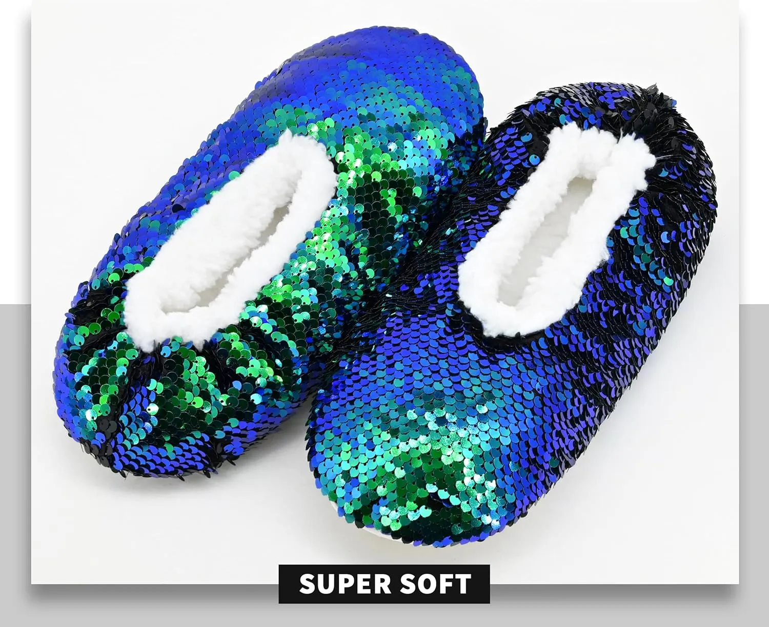 Panda Bros Womens Ballerina Sequin Slippers, Bling House Slippers With Grippers