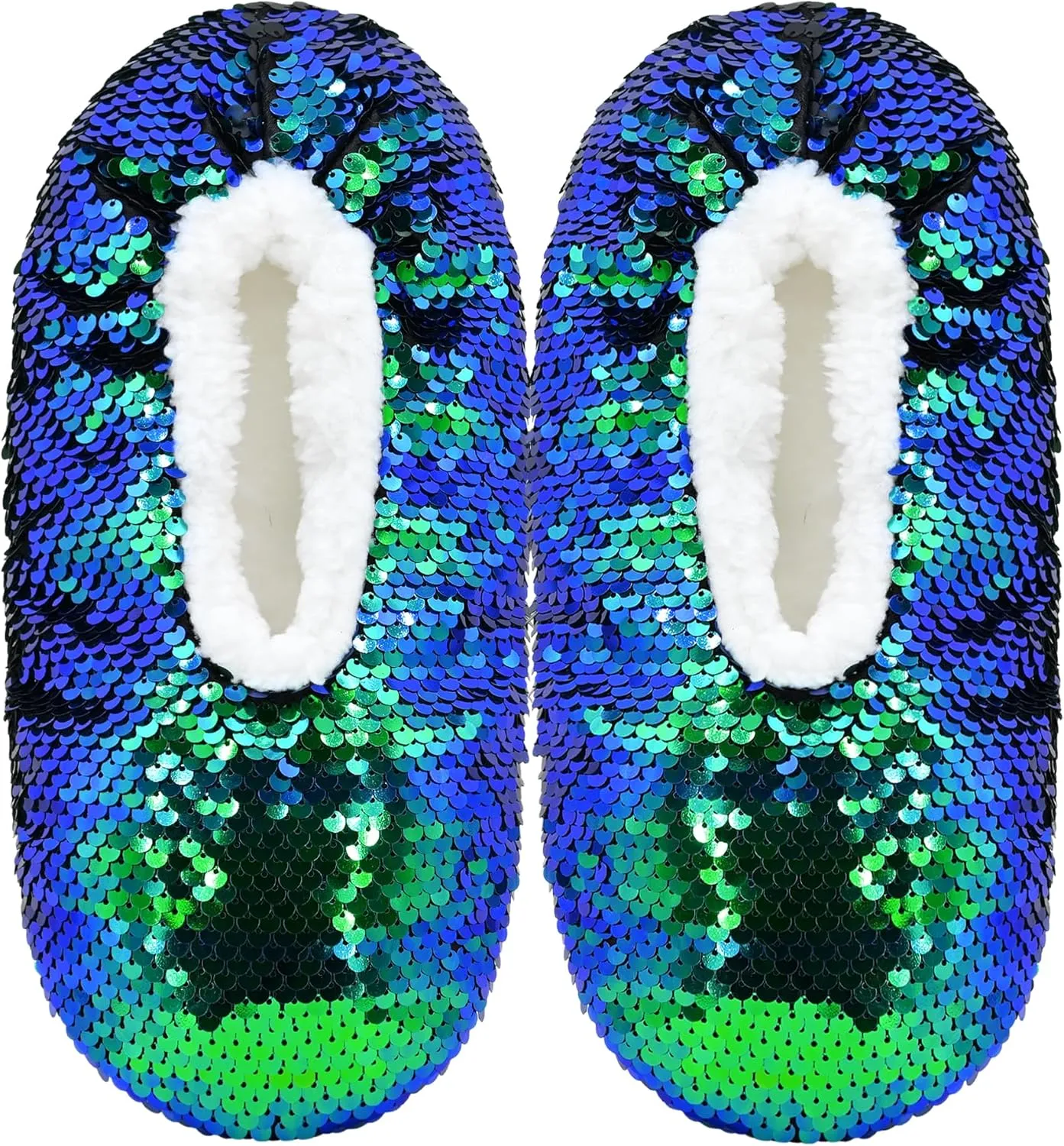 Panda Bros Womens Ballerina Sequin Slippers, Bling House Slippers With Grippers