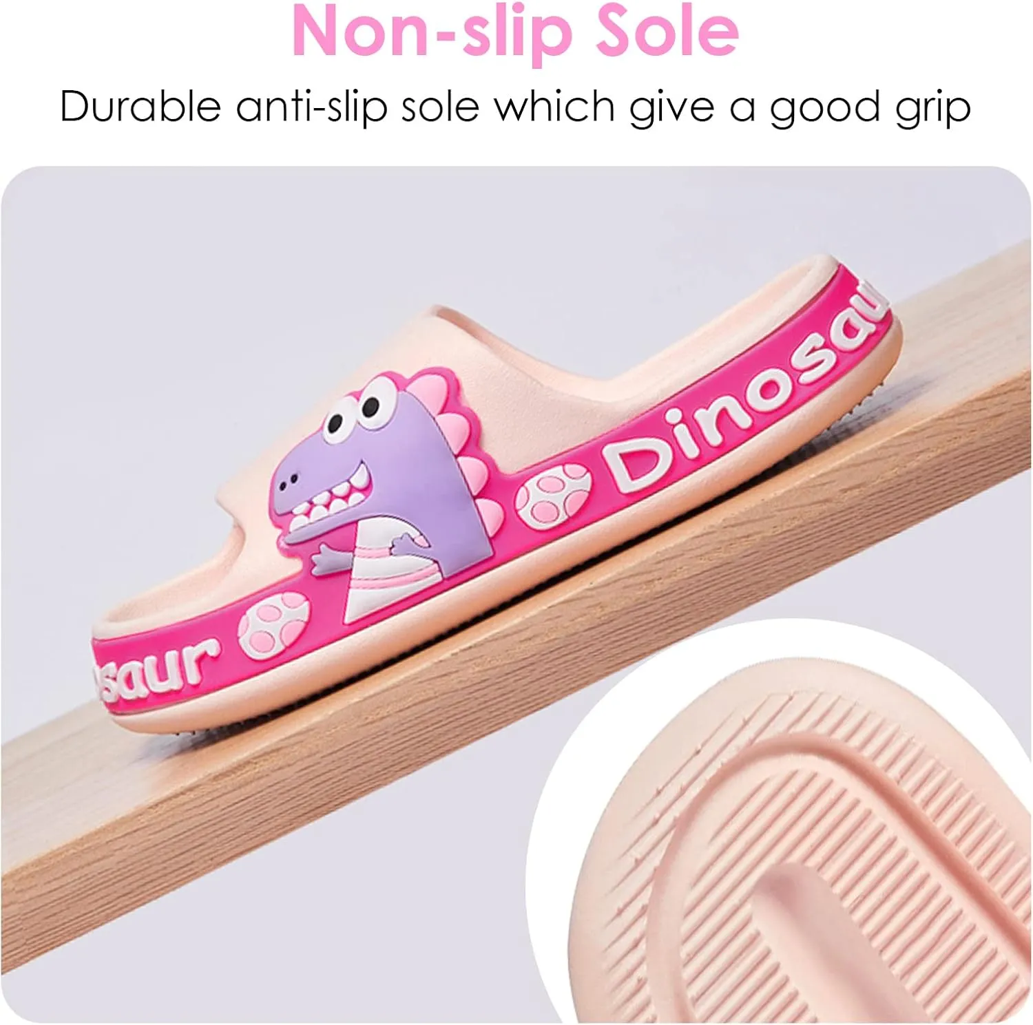Panegy Boys Girls Shower Slides Cute Dinosaur Print Slides Sandals Non-Slip Summer Beach Slippers Sandals