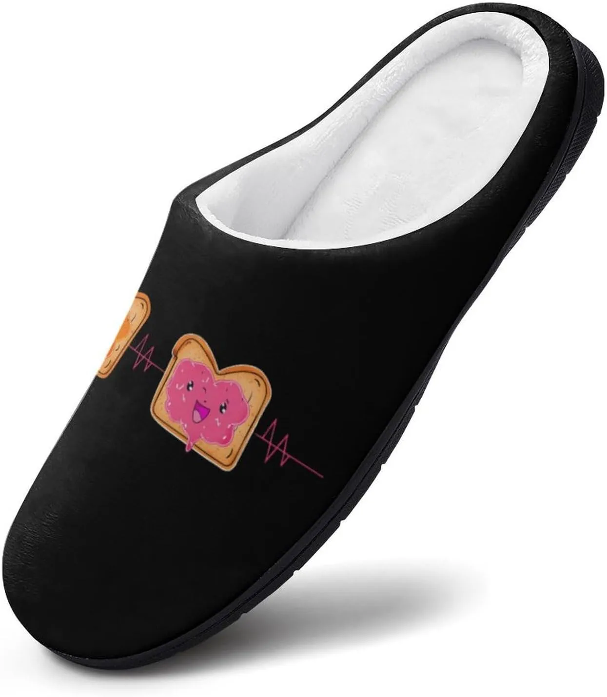 Peanut Butter Jelly Heartbeat Men's Cotton Slipper House Warm Shoes Adult Slip On Soft Memory Foam for Indoor Outdoor
