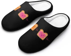 Peanut Butter Jelly Heartbeat Men's Cotton Slipper House Warm Shoes Adult Slip On Soft Memory Foam for Indoor Outdoor