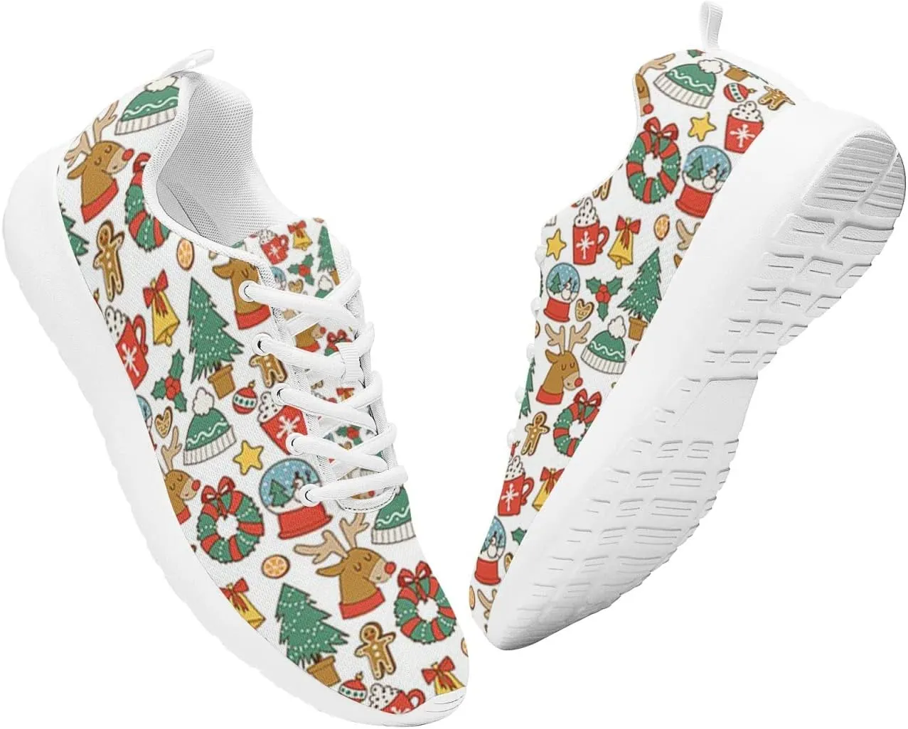 Pitovozu Christmas Decor Sneaker Men Athletic Shoes Running Shoes Comfortable Sports Walking Shoes