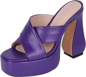Platform Heels Slippers Slip On Show Slingback Chunky Heels