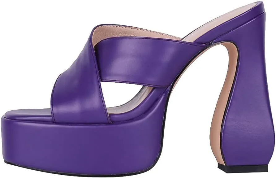 Platform Heels Slippers Slip On Show Slingback Chunky Heels
