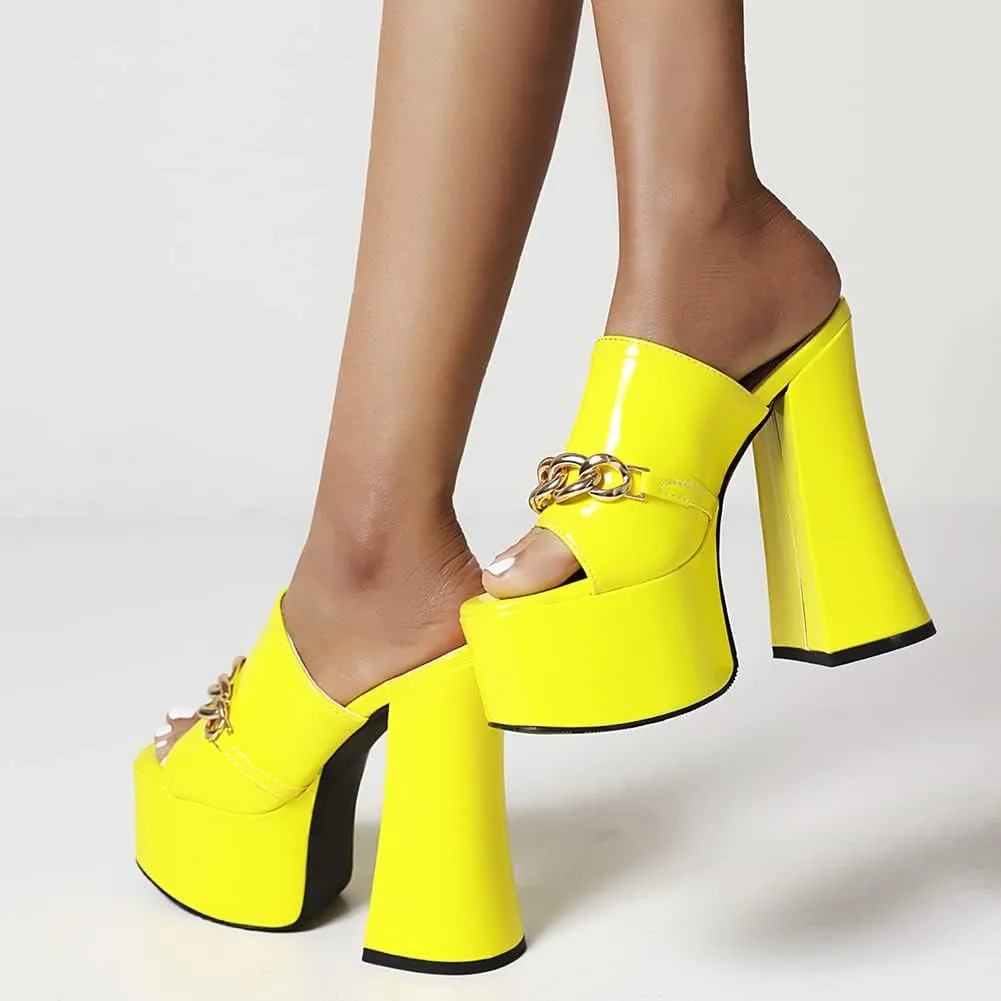 Platform Heels Slippers Slip On Show Slingback Chunky Heels