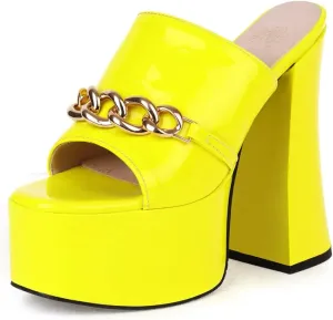 Platform Heels Slippers Slip On Show Slingback Chunky Heels