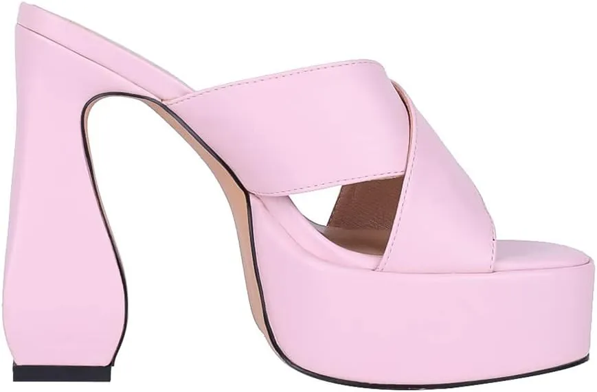 Platform Heels Slippers Slip On Show Slingback Chunky Heels