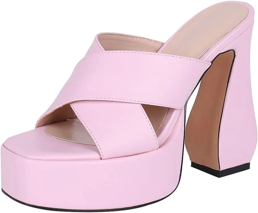 Platform Heels Slippers Slip On Show Slingback Chunky Heels