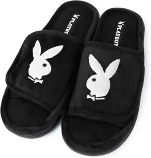 Playboy Unisex-Adult Adjustable Cozy Plush Velour Memory Foam Indoor Outdoor Soled Slipper in Sizes S-XL