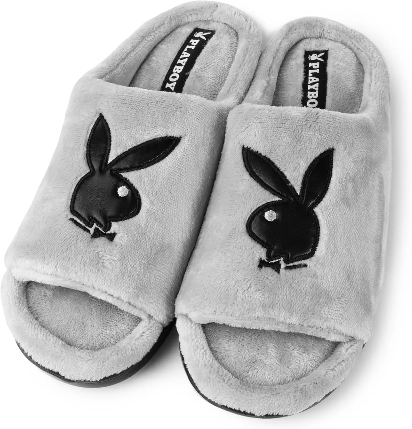 Playboy Unisex-Adult Adjustable Cozy Plush Velour Memory Foam Indoor Outdoor Soled Slipper in Sizes S-XL