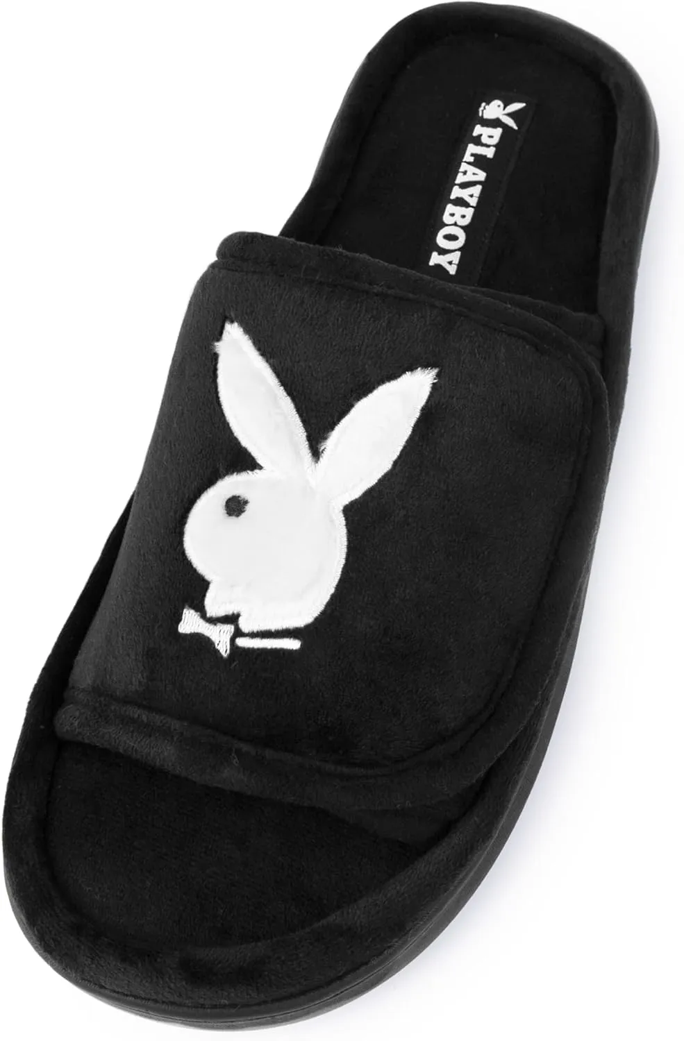 Playboy Unisex-Adult Adjustable Cozy Plush Velour Memory Foam Indoor Outdoor Soled Slipper in Sizes S-XL