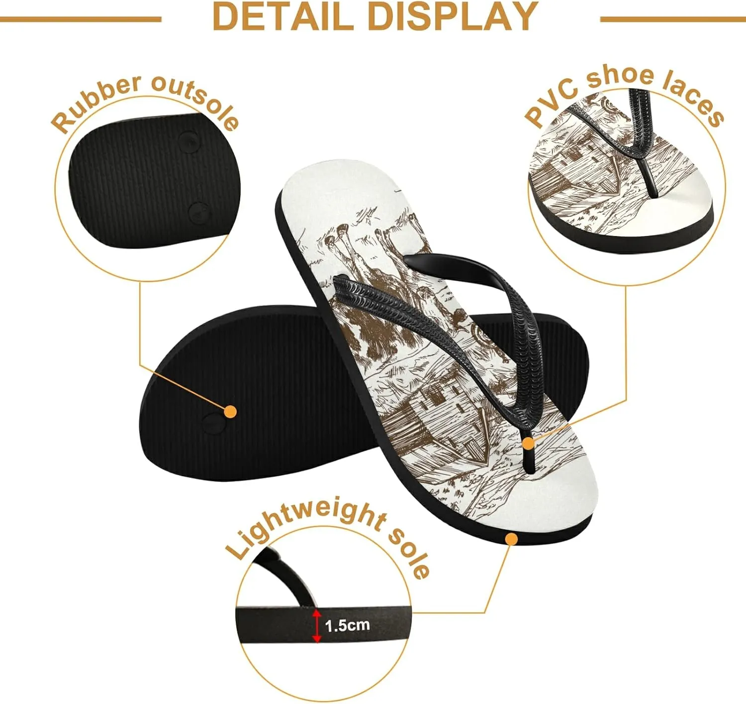 Poeticcity Flip Sandal Men Women Flip Flops for Hotel Spa Home Slippers Bedroom Travel S-XXL