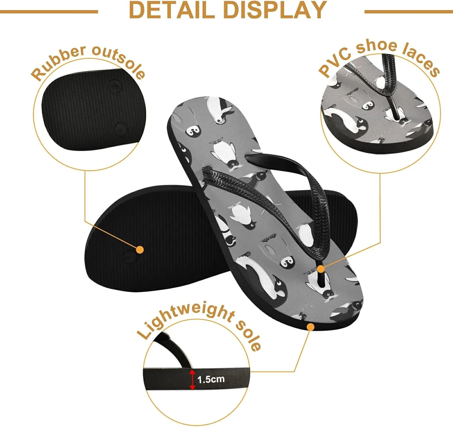Poeticcity Flip Sandal Men Women Flip Flops for Hotel Spa Home Slippers Bedroom Travel S-XXL