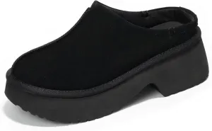 Project Cloud Platform Clogs for Women Footwear - Memory Foam and Non-Slip Genuine Suede Slip-on Mules Shoes, Comfortable Stylish Closed Toe Clogs for Women 2025 (Johnna)