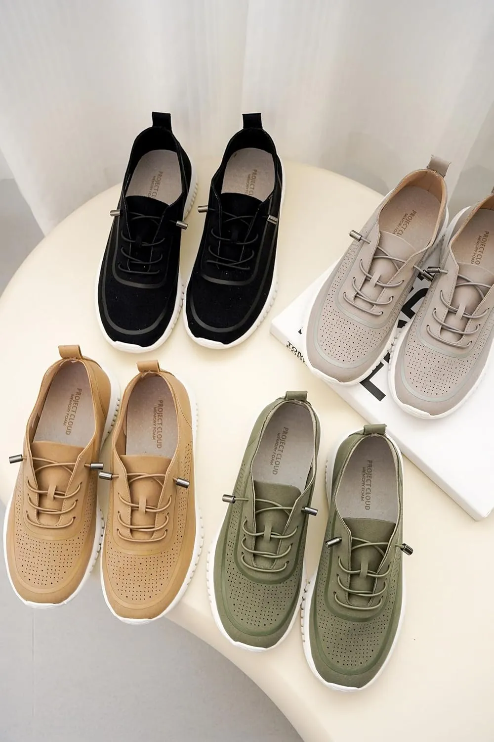 Project Cloud Shoes for Women - Lightweight Sneakers for Women with Leather Insole - Womens Slip on Shoes with Memory Foam - Machine Wash & Sockless Wear Shoes (Daisy)