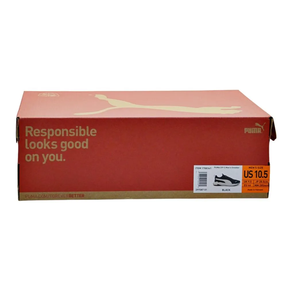 PUMA Men’s “Zip C” Lightweight Running Shoe Sneaker - Black 10.5